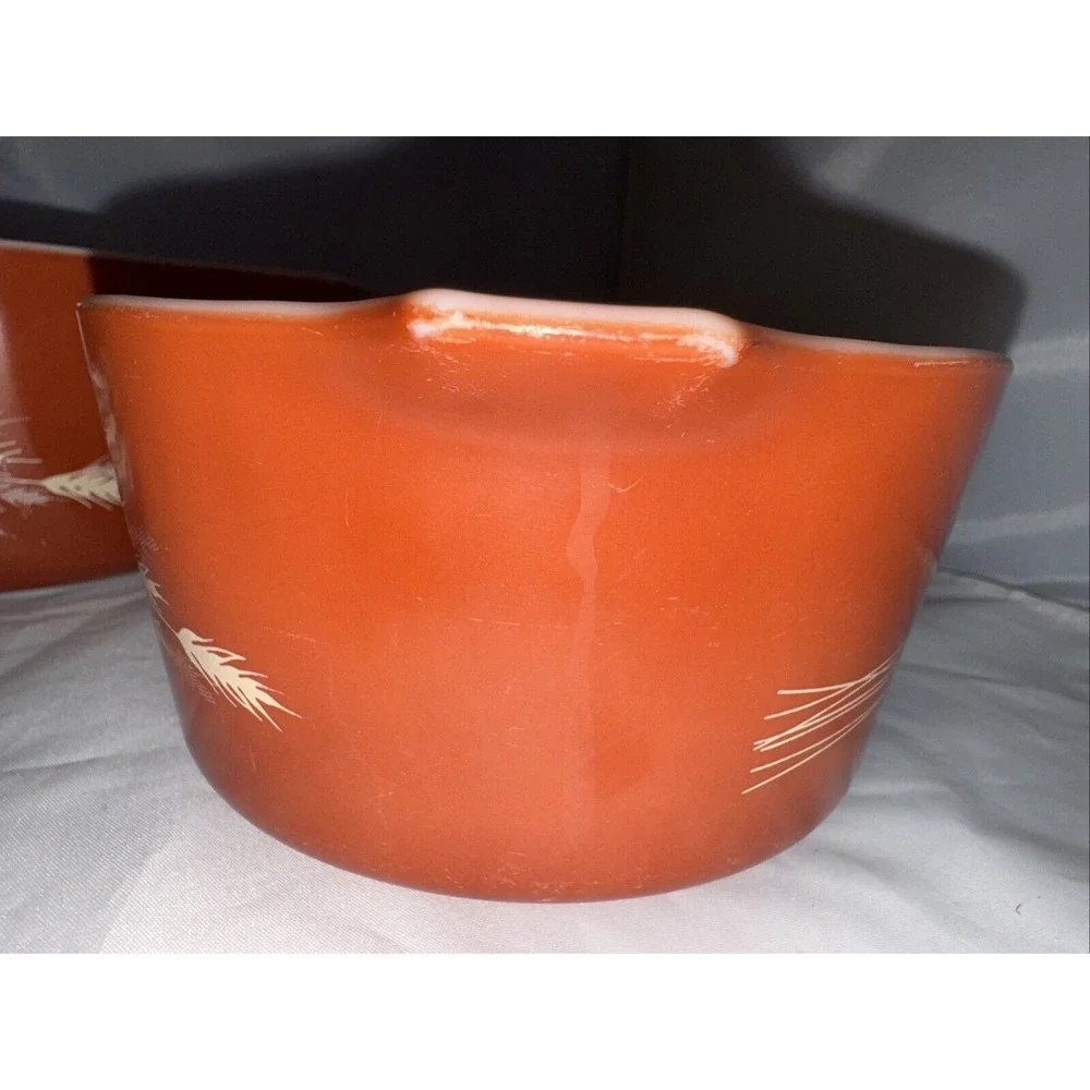 Vintage Pyrex‎ Autumn Harvest Wheat Cinderella Nesting Mixing Bowls -2